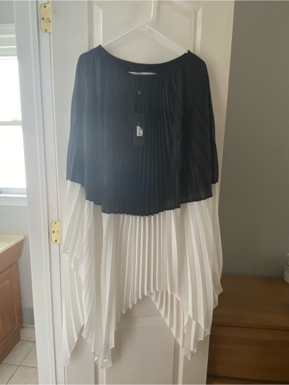 Zara Black and White Asymmetrical Pleated Skirt